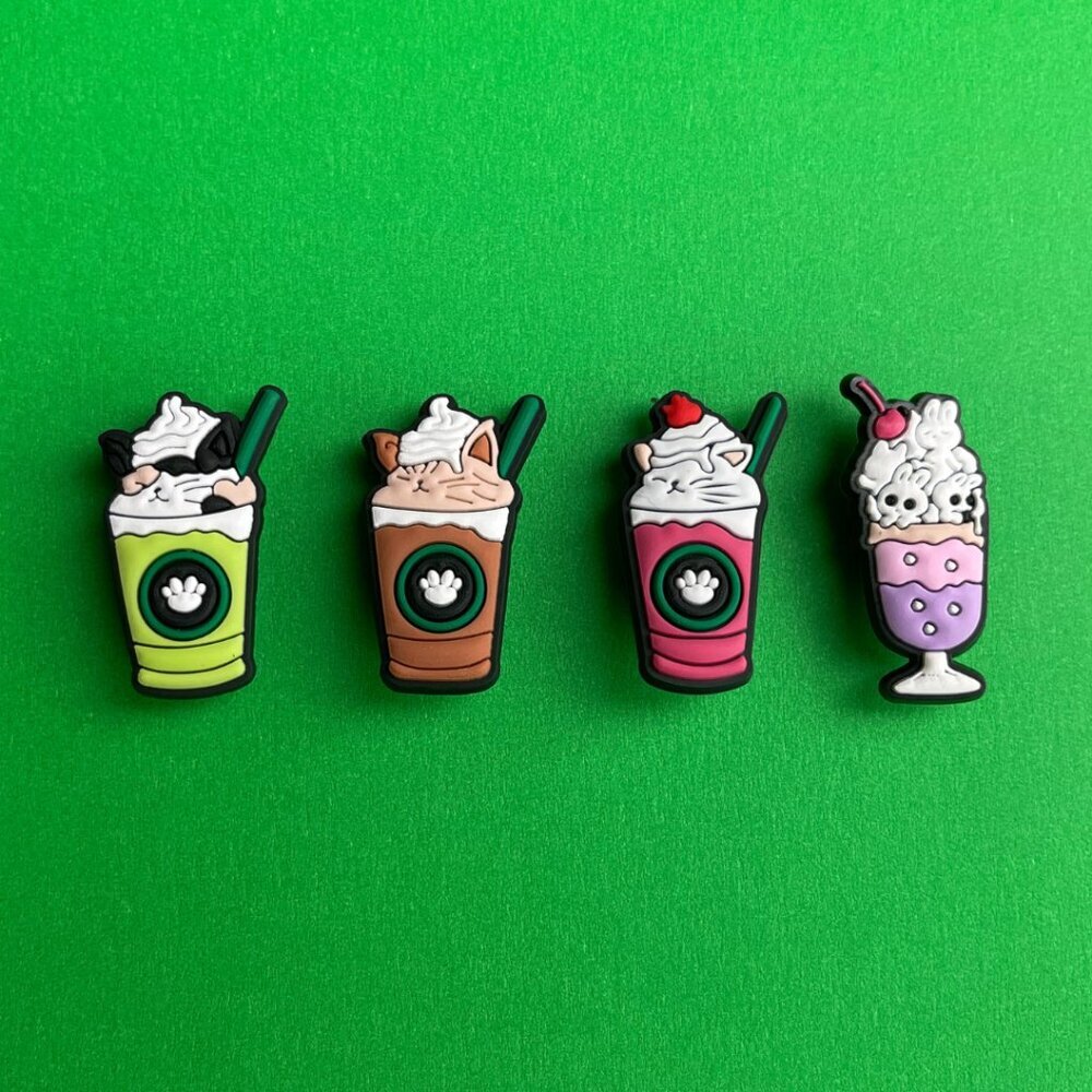 Cute Hot Coffee Crocs Shoe Charms Set of 4 - jibbitz Charms